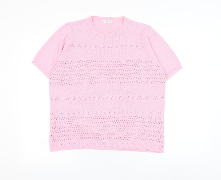 Berkertex Womens Pink Round Neck Acrylic Pullover Jumper Size 14