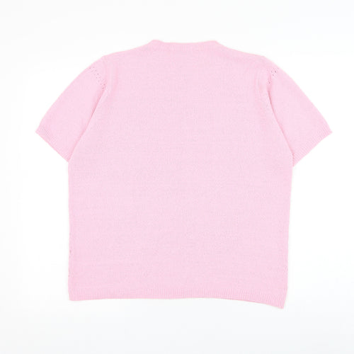 Berkertex Womens Pink Round Neck Acrylic Pullover Jumper Size 14