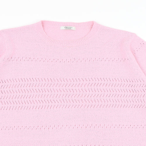 Berkertex Womens Pink Round Neck Acrylic Pullover Jumper Size 14