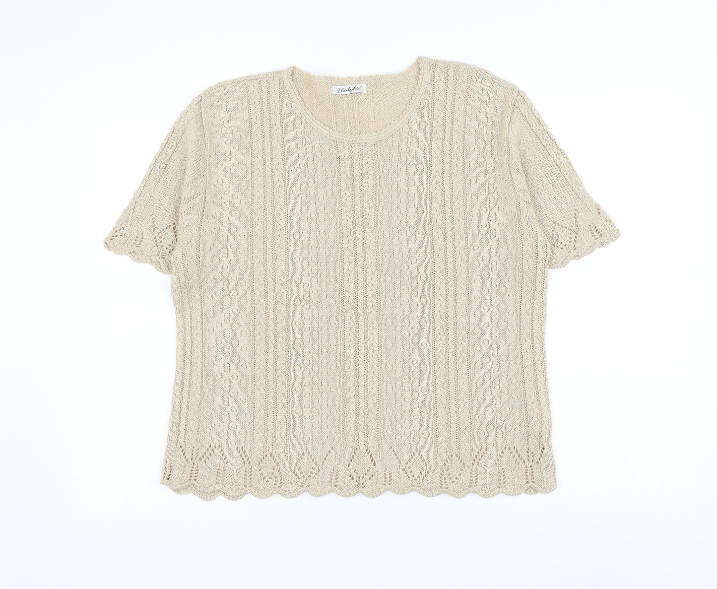 Berkertex Womens Gold Round Neck Acrylic Pullover Jumper Size 14