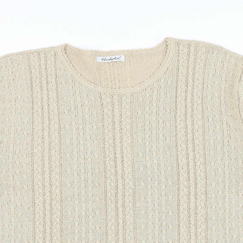 Berkertex Womens Gold Round Neck Acrylic Pullover Jumper Size 14