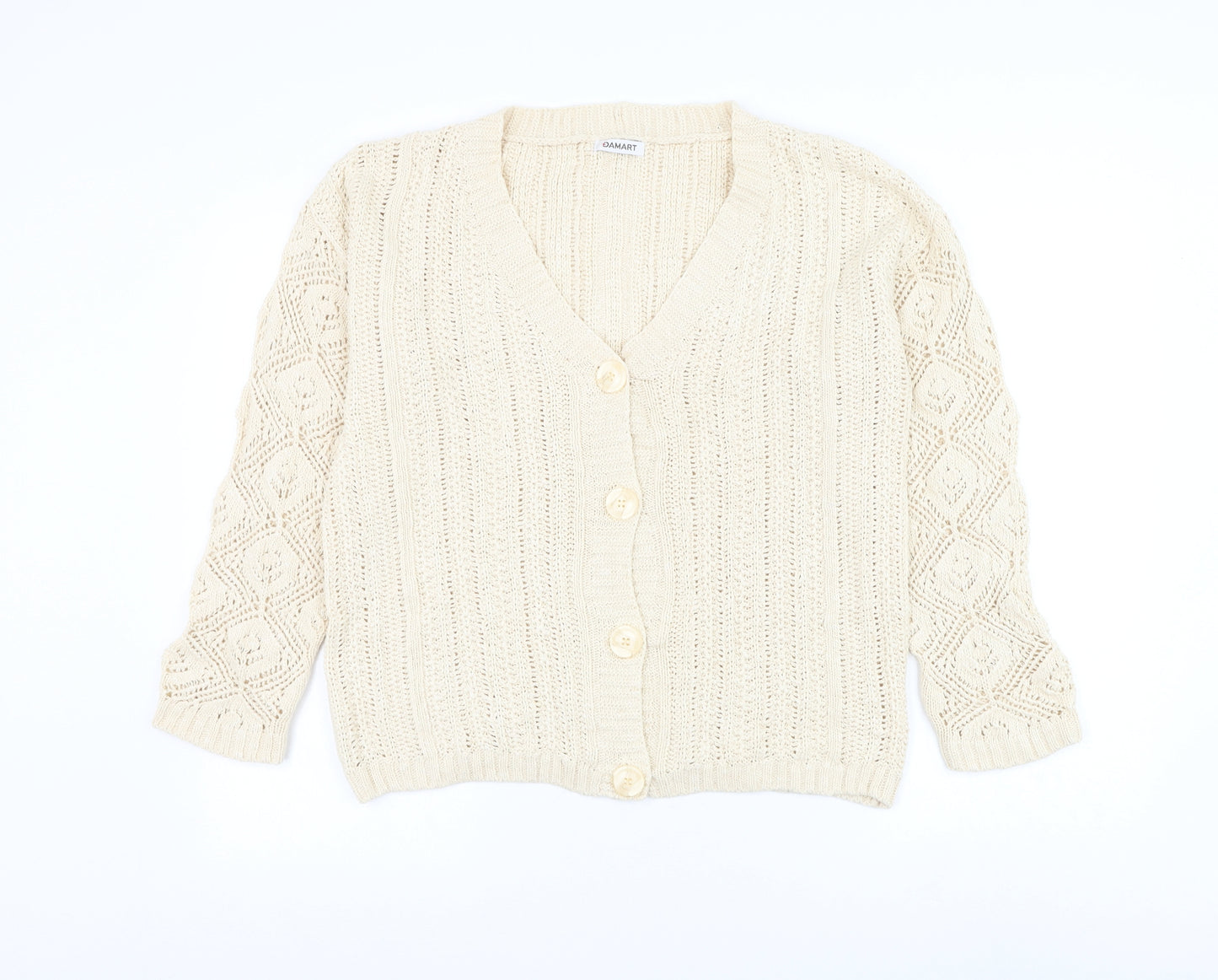 Damart Womens Ivory V-Neck Polyester Cardigan Jumper Size L