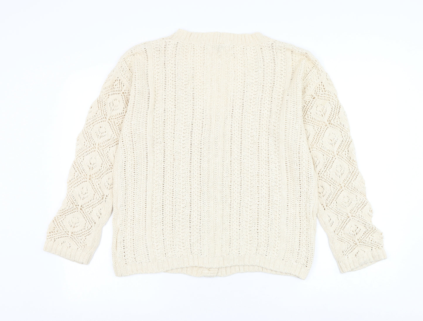 Damart Womens Ivory V-Neck Polyester Cardigan Jumper Size L