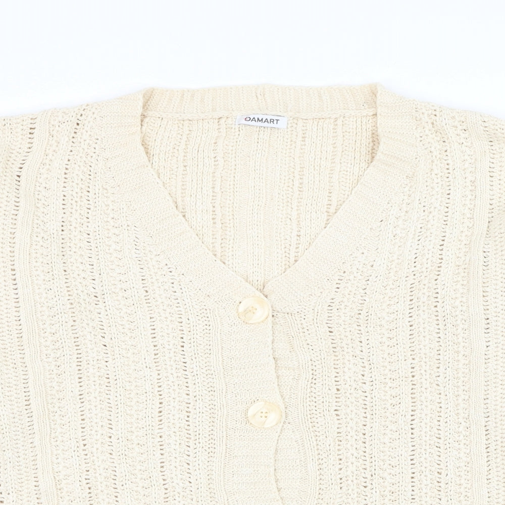 Damart Womens Ivory V-Neck Polyester Cardigan Jumper Size L
