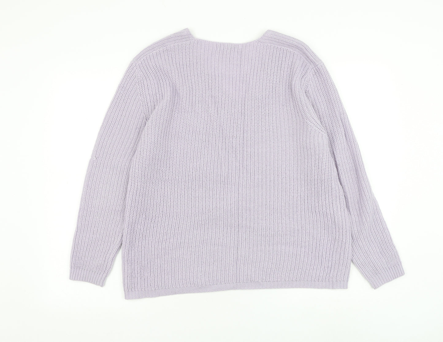 Peacocks Womens Purple V-Neck Polyester Pullover Jumper Size S
