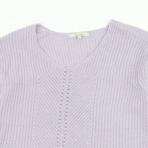 Peacocks Womens Purple V-Neck Polyester Pullover Jumper Size S