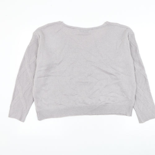 SheIn Womens Grey Scoop Neck Argyle/Diamond Acrylic Pullover Jumper Size L