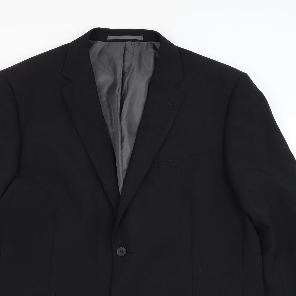 George Mens Black Polyester Jacket Suit Jacket Size 44