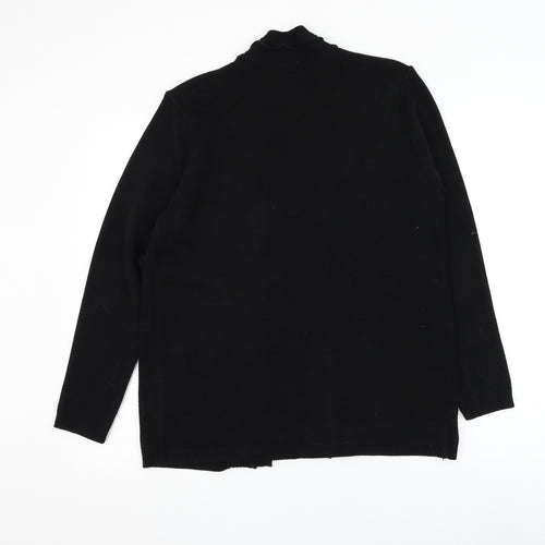 Me Womens Black Square Neck Striped Acrylic Cardigan Jumper Size M