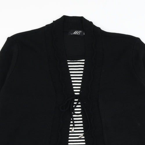 Me Womens Black Square Neck Striped Acrylic Cardigan Jumper Size M