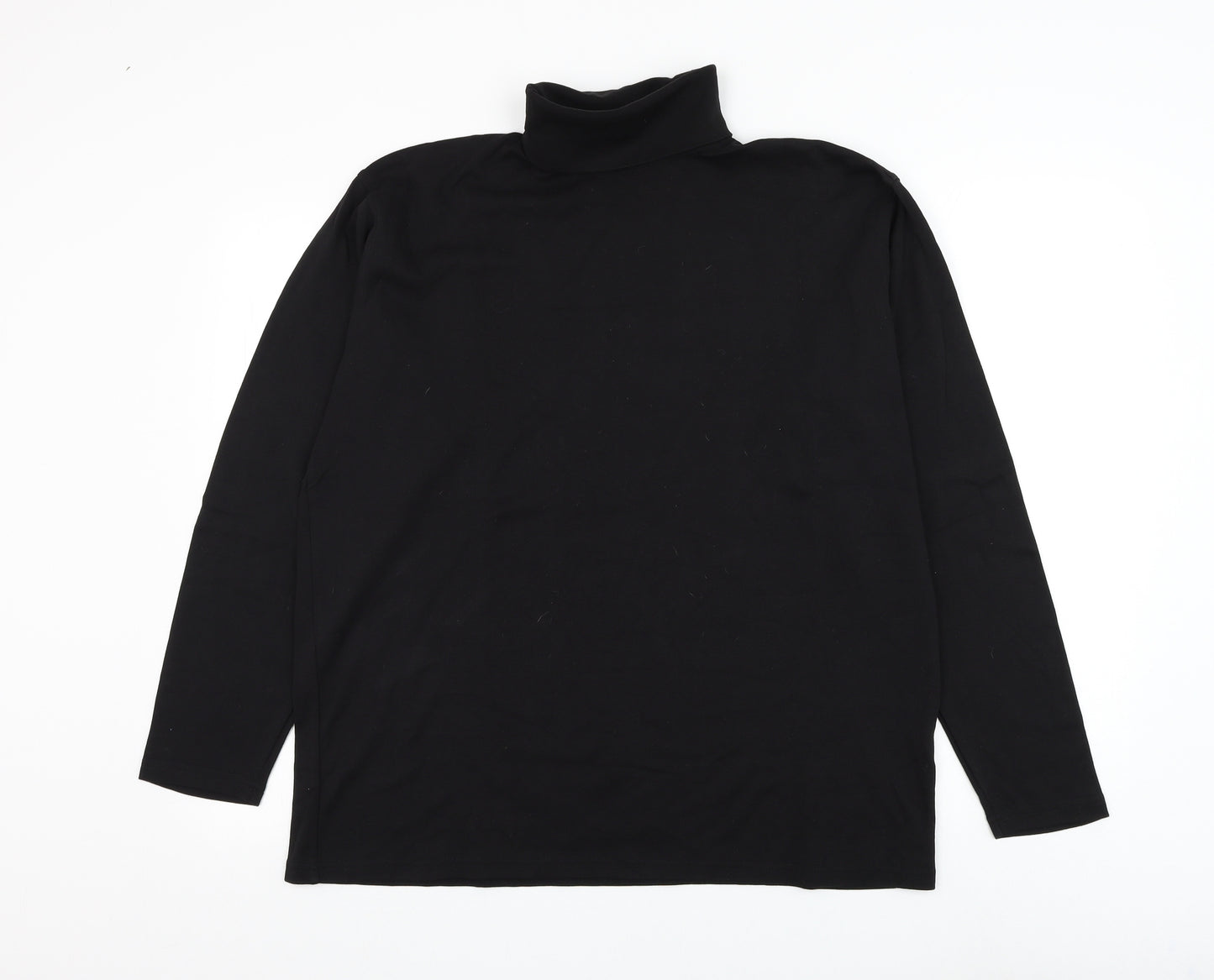 EWM Mens Black Roll Neck Cotton Pullover Jumper Size L