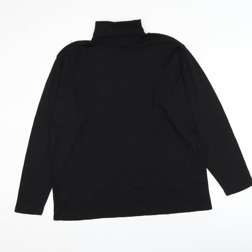 EWM Mens Black Roll Neck Cotton Pullover Jumper Size L
