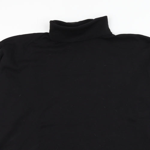 EWM Mens Black Roll Neck Cotton Pullover Jumper Size L
