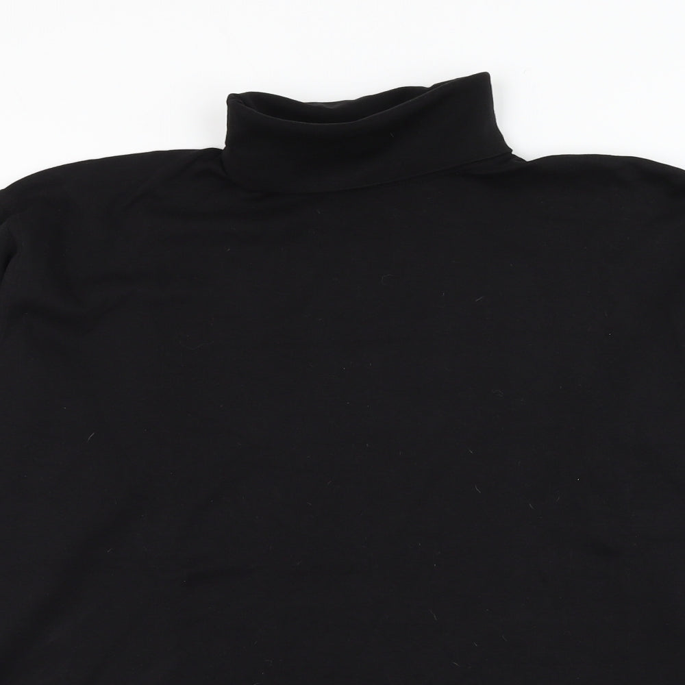 EWM Mens Black Roll Neck Cotton Pullover Jumper Size L