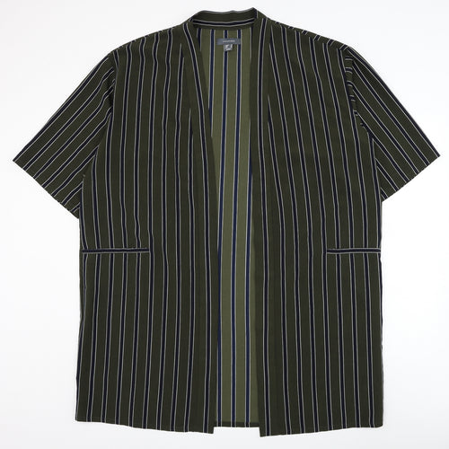 Atmosphere Womens Green Striped Kimono Jacket Size 16 - Short Sleeve