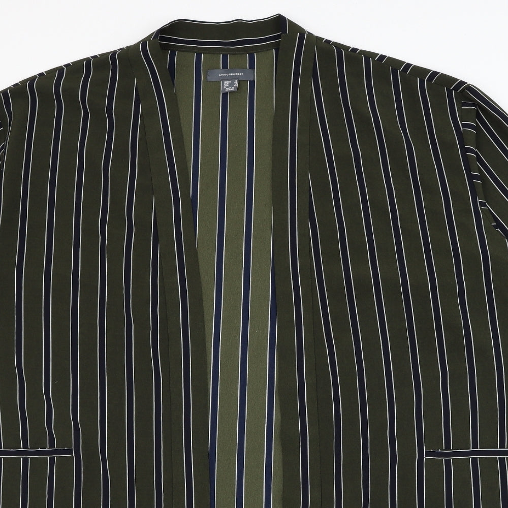 Atmosphere Womens Green Striped Kimono Jacket Size 16 - Short Sleeve