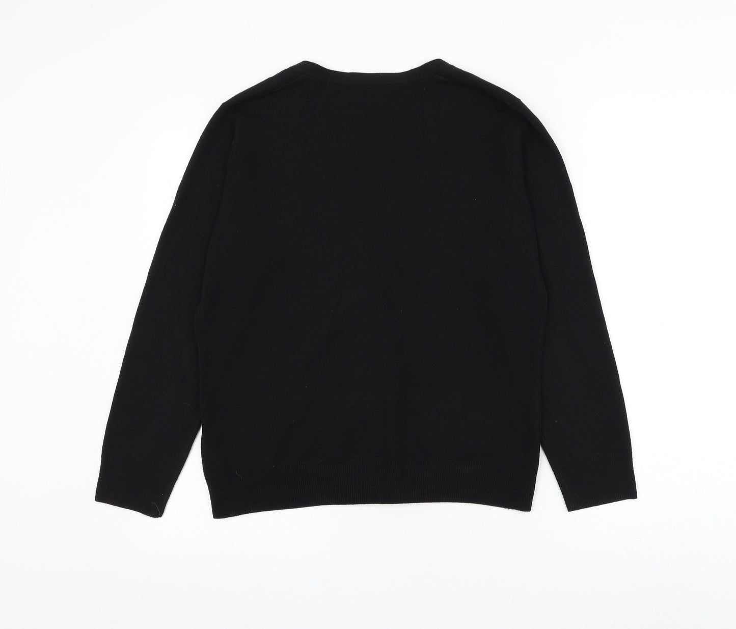 Marks and Spencer Womens Black V-Neck Acrylic Cardigan Jumper Size 14