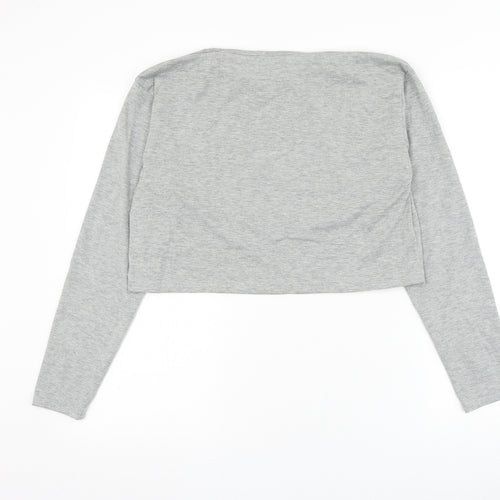 SheIn Womens Grey Cotton Cropped T-Shirt Size S Round Neck - Love