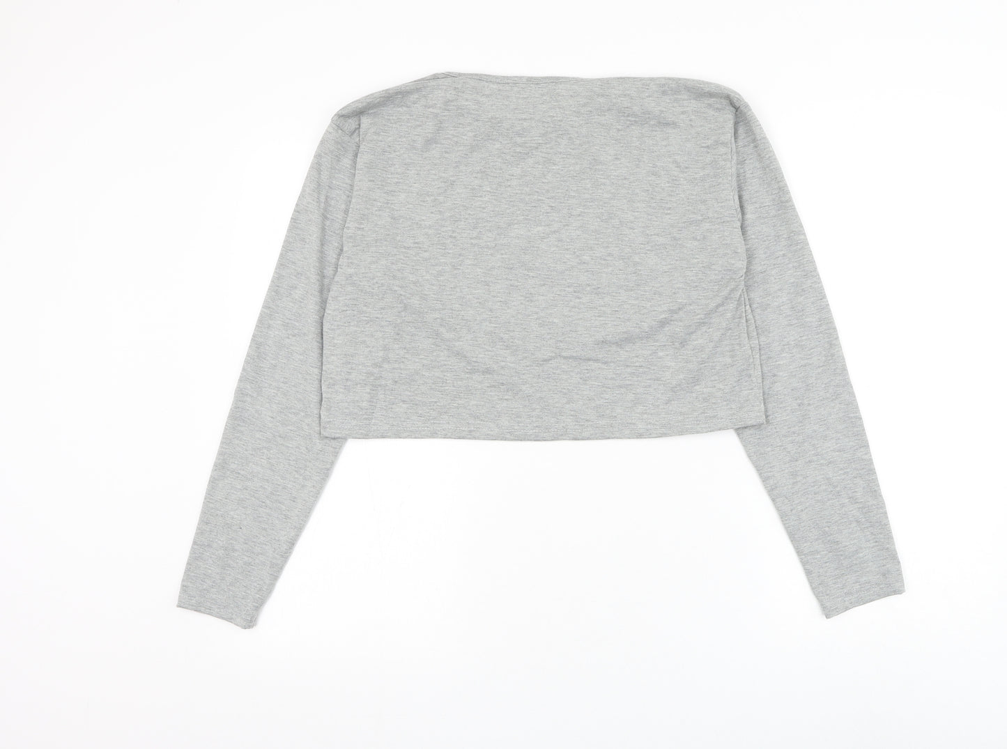 SheIn Womens Grey Cotton Cropped T-Shirt Size S Round Neck - Love