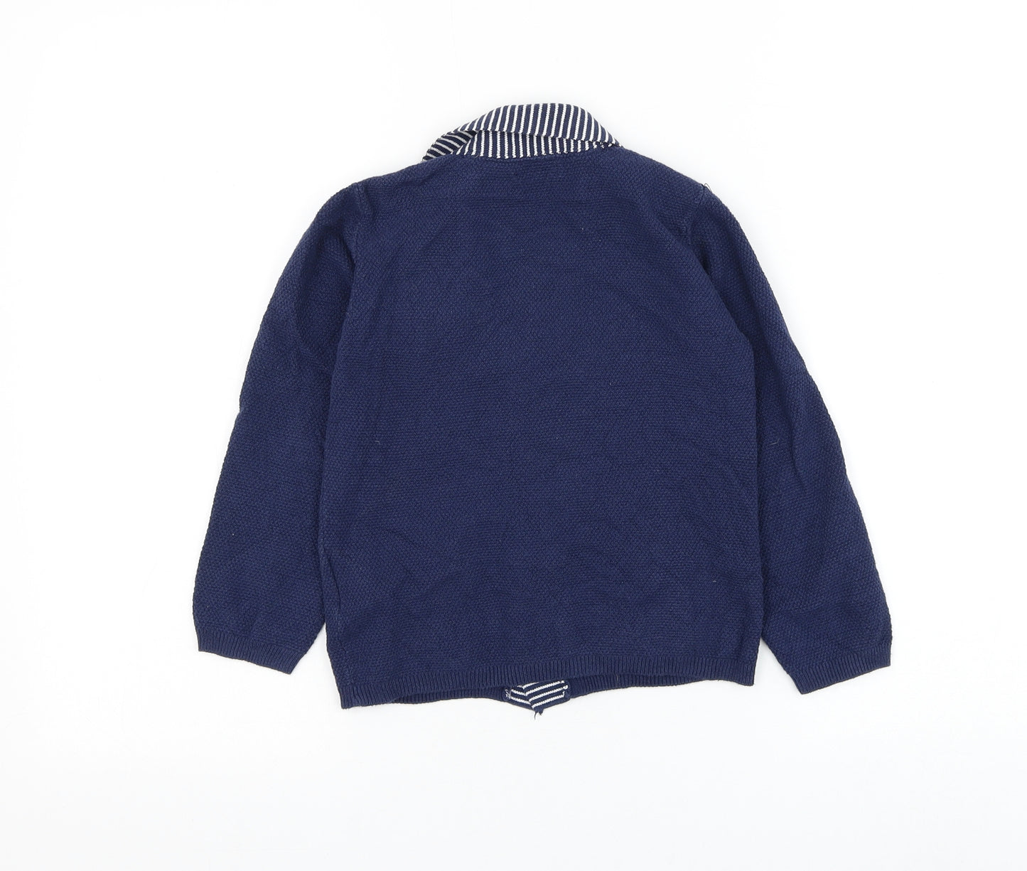 Mayoral Boys Blue Collared Cotton Cardigan Jumper Size 7 Years Button