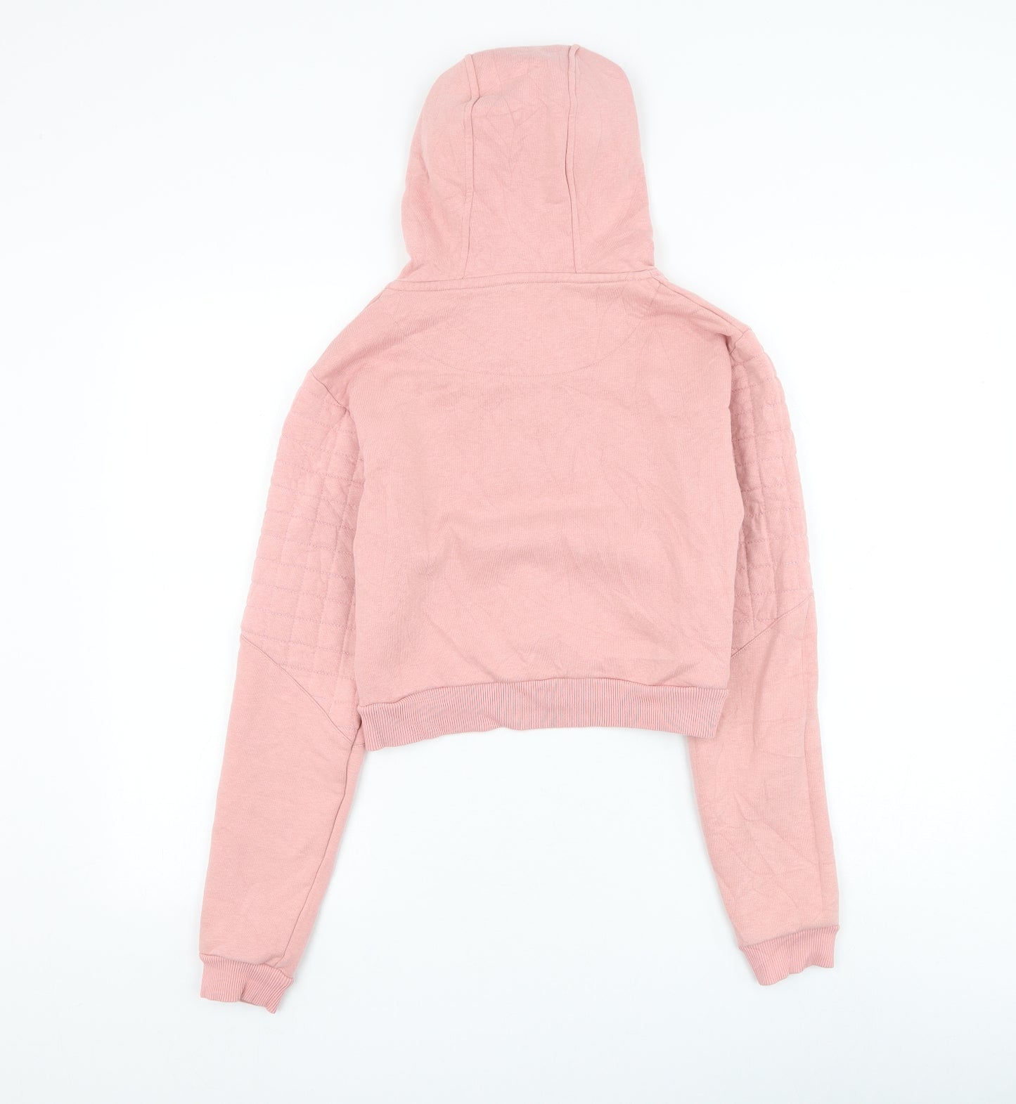 Supply & Demand Co. Womens Pink Cotton Pullover Hoodie Size 10 Zip - Cropped