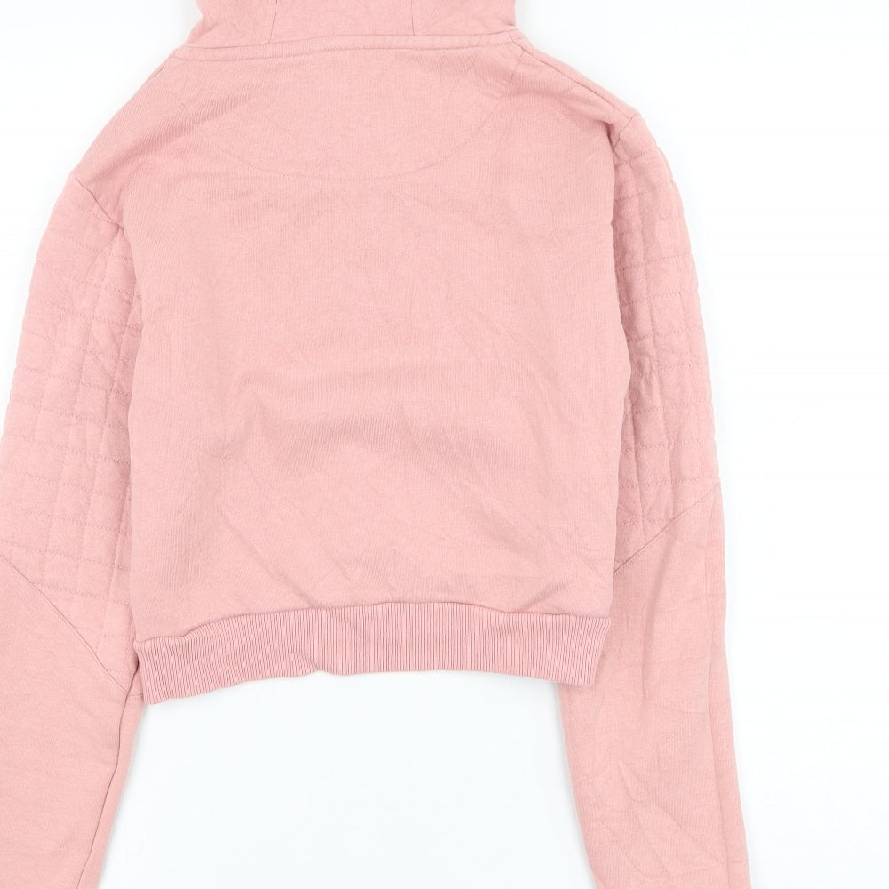 Supply & Demand Co. Womens Pink Cotton Pullover Hoodie Size 10 Zip - Cropped