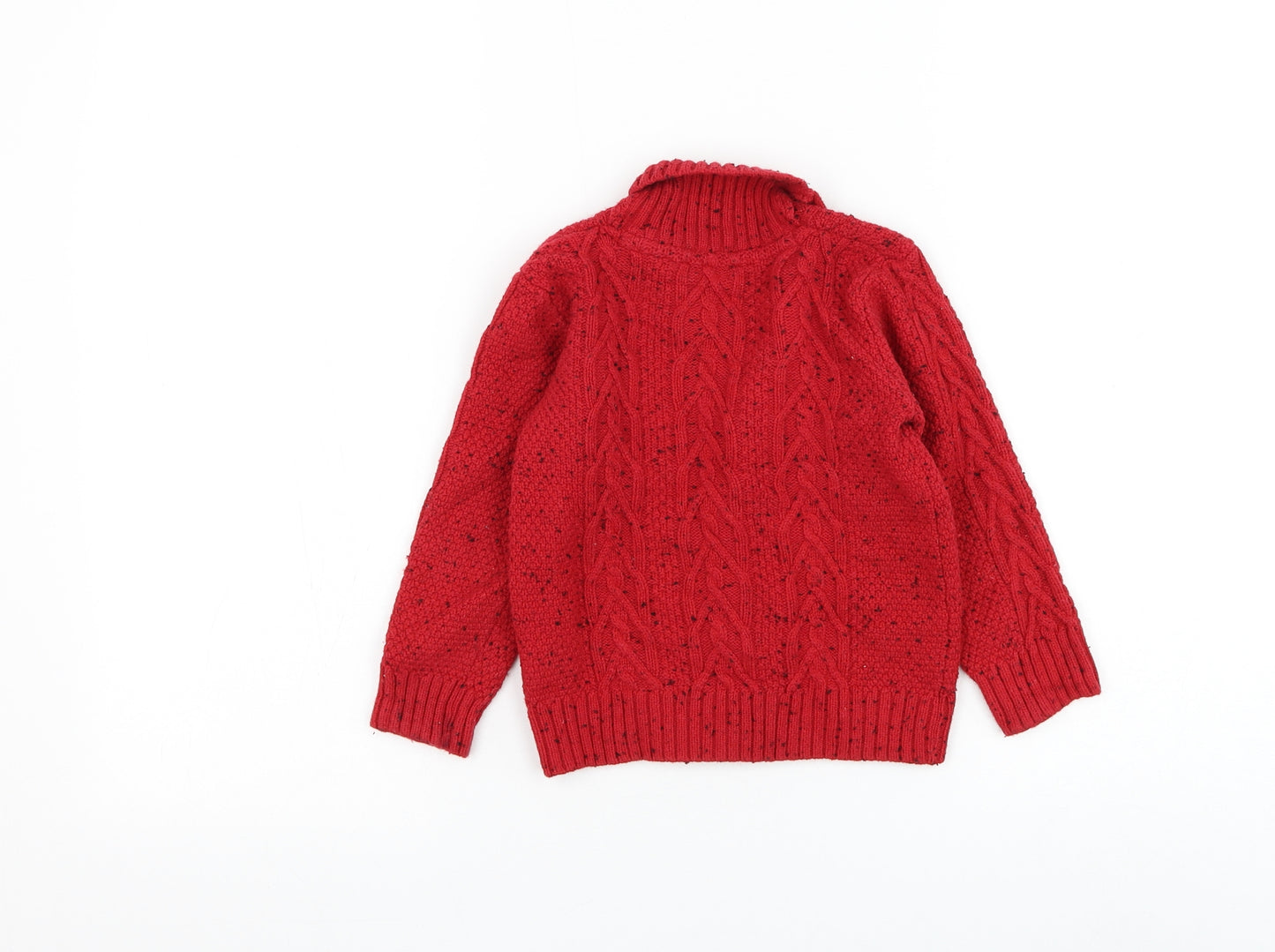 NEXT Boys Red Collared Cotton Cardigan Jumper Size 2-3 Years Button
