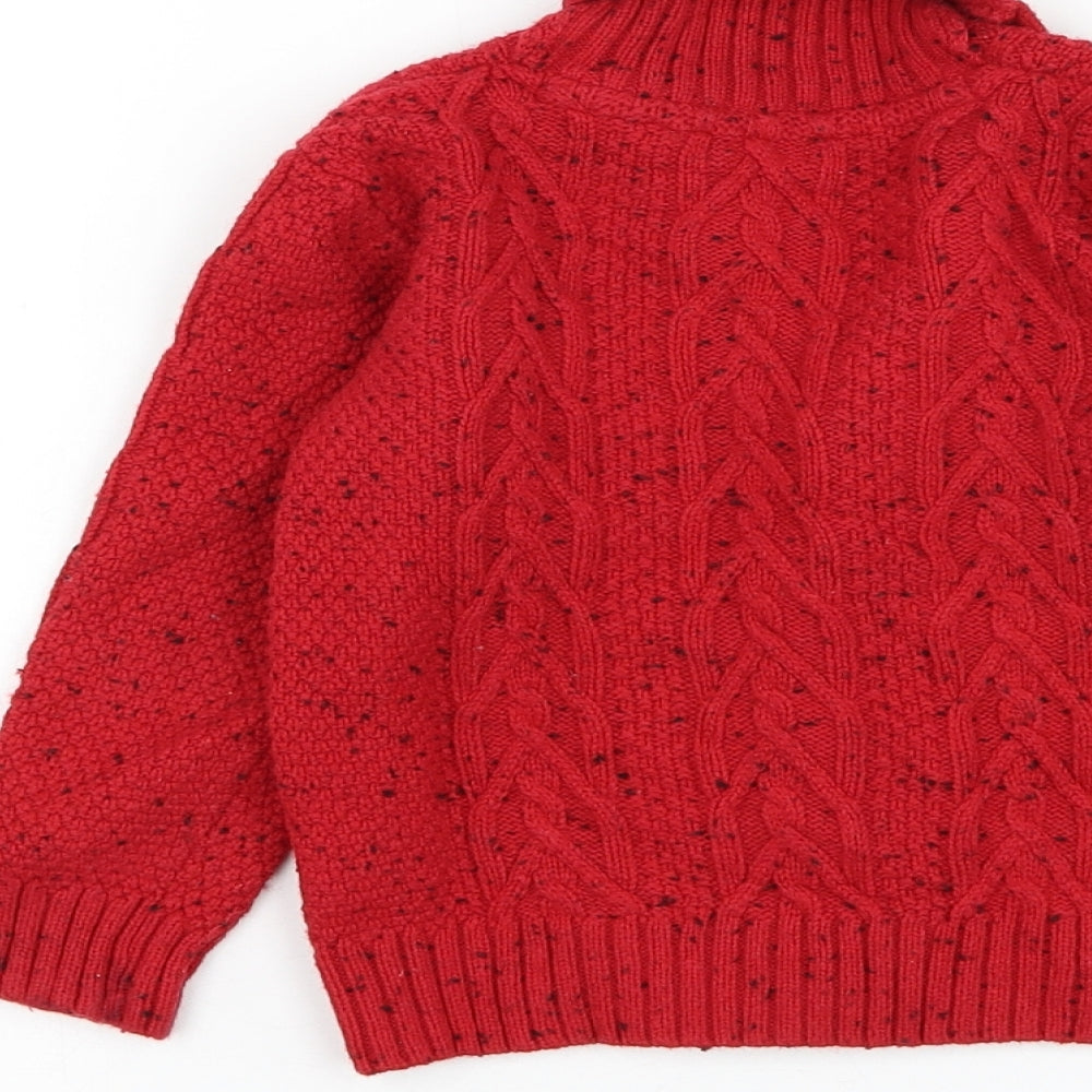 NEXT Boys Red Collared Cotton Cardigan Jumper Size 2-3 Years Button