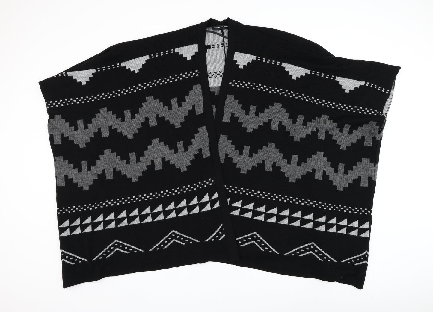 Atmosphere Womens Black V-Neck Geometric Acrylic Cape Jumper Size M