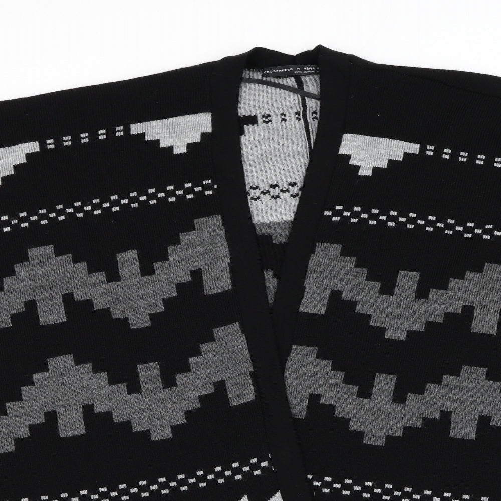 Atmosphere Womens Black V-Neck Geometric Acrylic Cape Jumper Size M