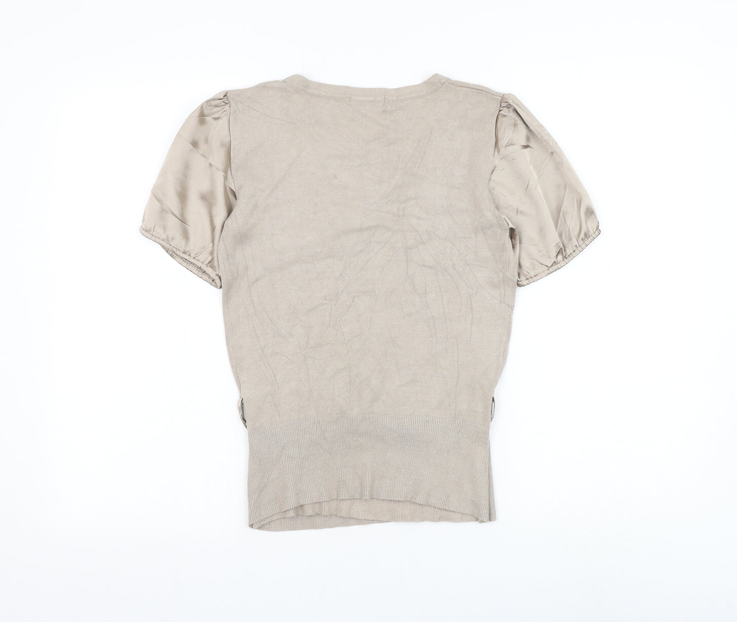 Essential Style Womens Beige Viscose Basic Blouse Size 10 V-Neck