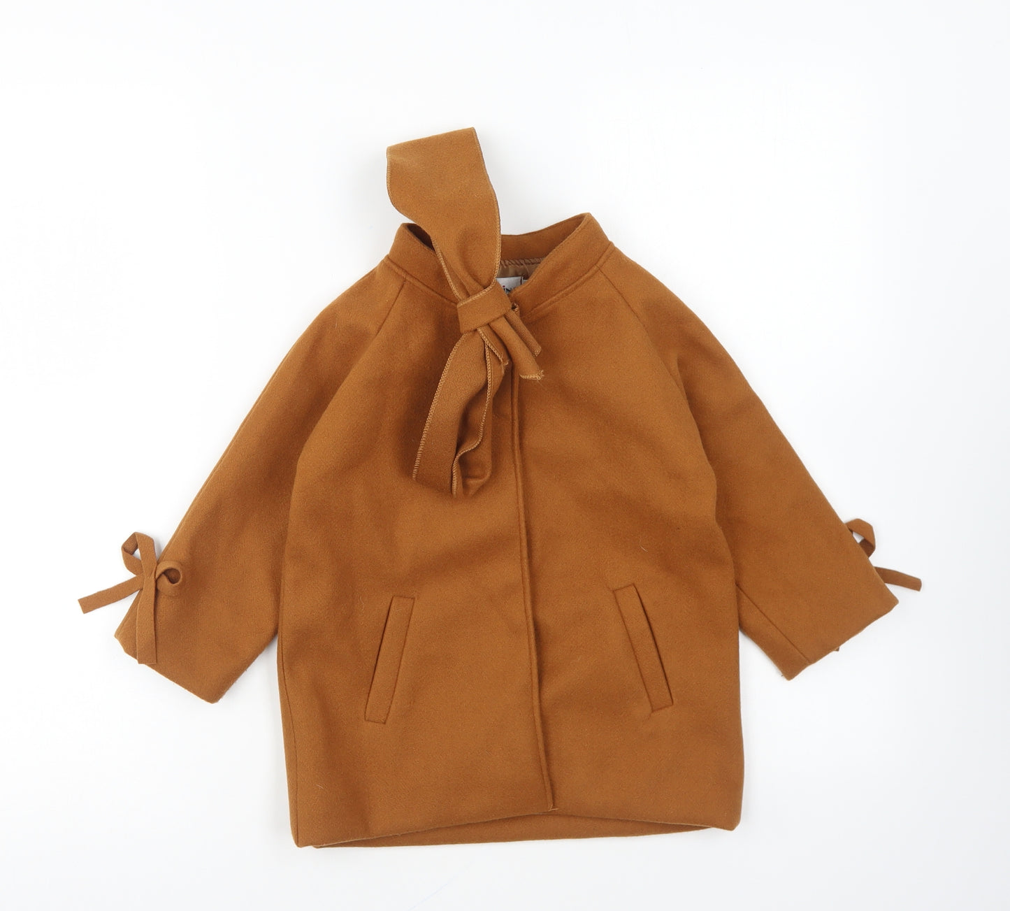 Jinxing Girls Brown Pea Coat Coat Size 5-6 Years Snap