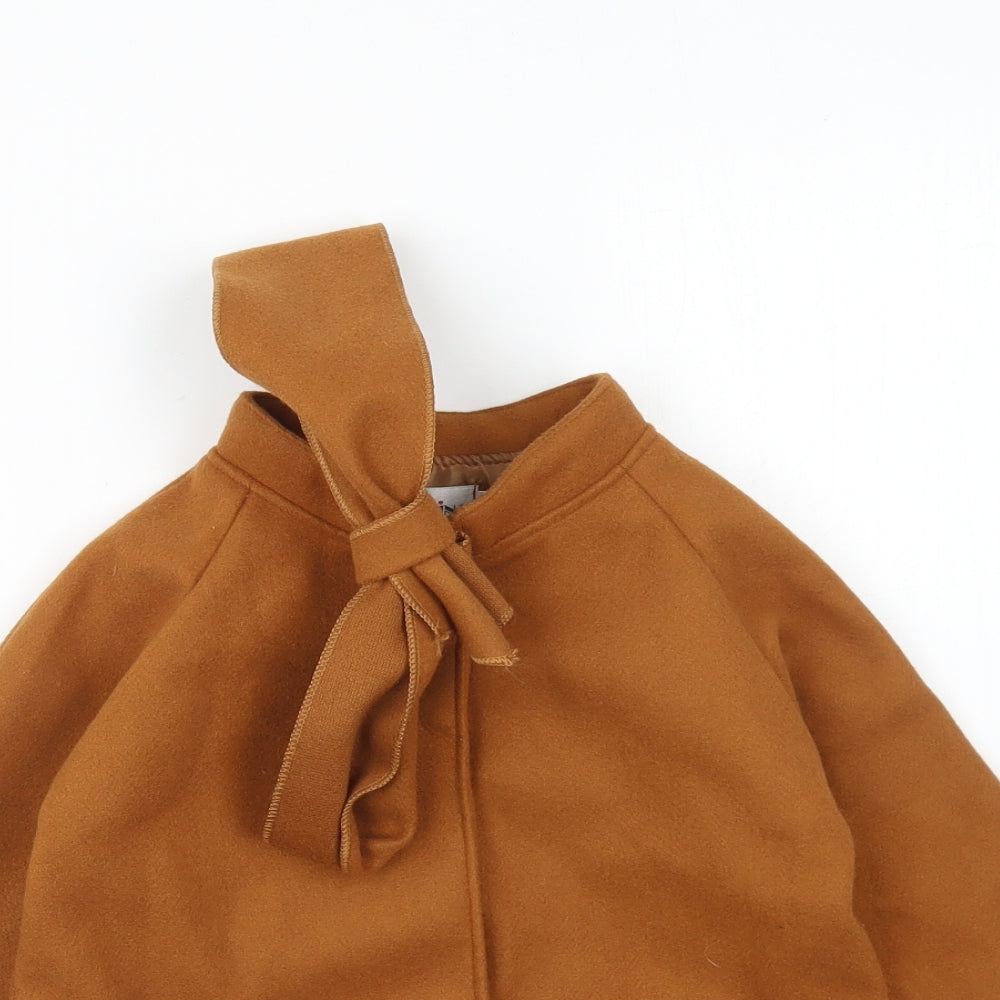 Jinxing Girls Brown Pea Coat Coat Size 5-6 Years Snap