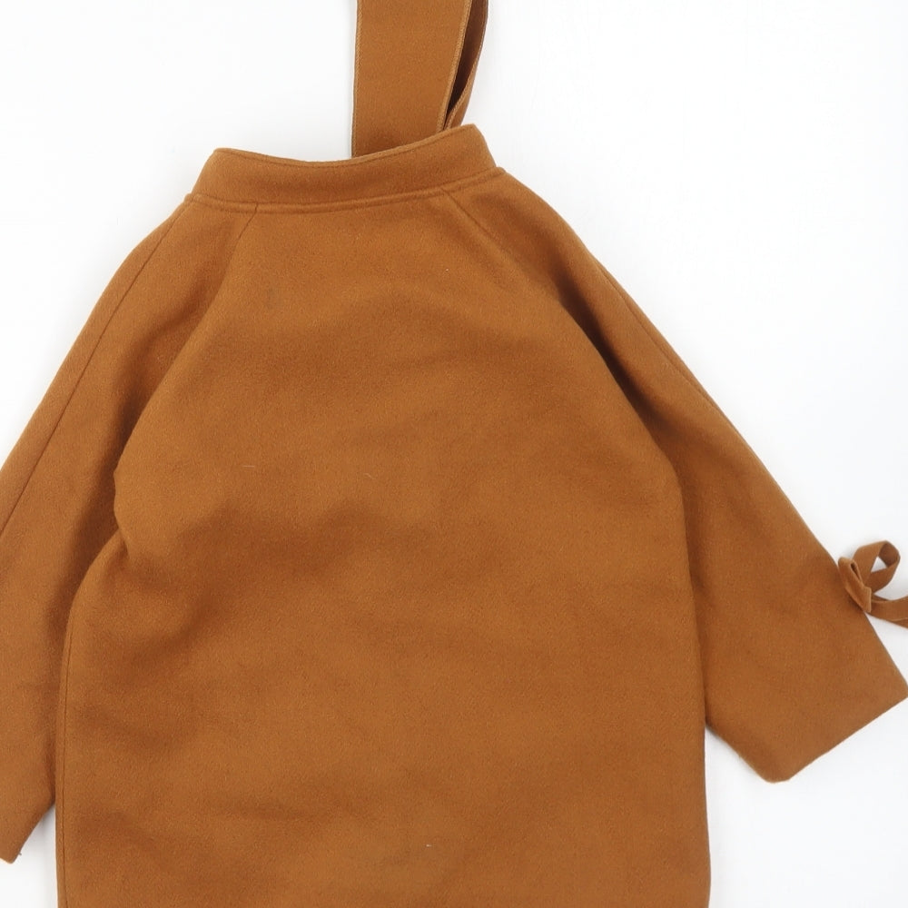 Jinxing Girls Brown Pea Coat Coat Size 5-6 Years Snap