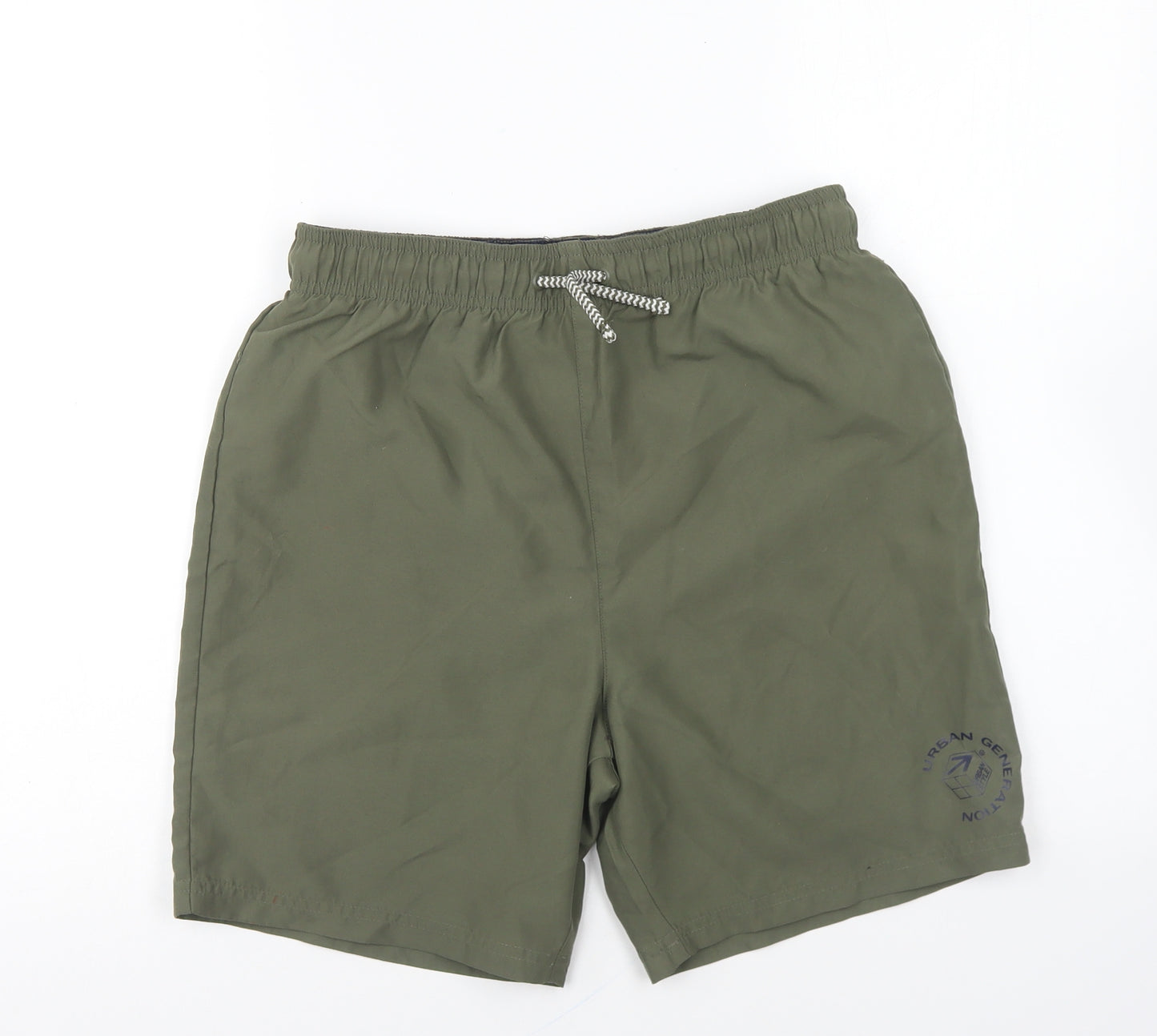 Primark Boys Green Polyester Sweat Shorts Size 13-14 Years Regular Drawstring - Swim Shorts