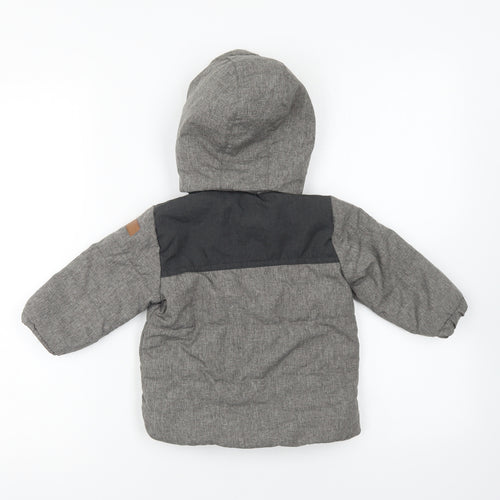 H&M Boys Grey Ombré Quilted Coat Size 9-12 Months Zip
