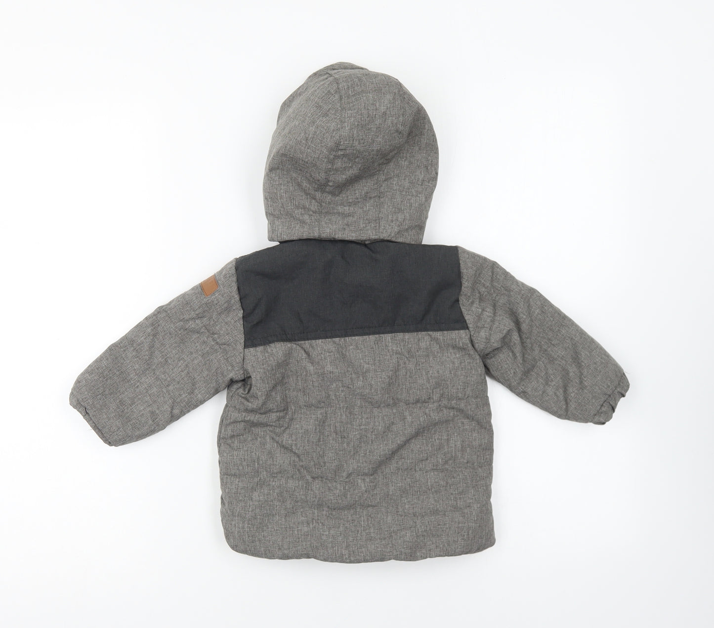 H&M Boys Grey Ombré Quilted Coat Size 9-12 Months Zip