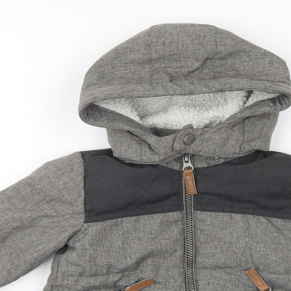 H&M Boys Grey Ombré Quilted Coat Size 9-12 Months Zip
