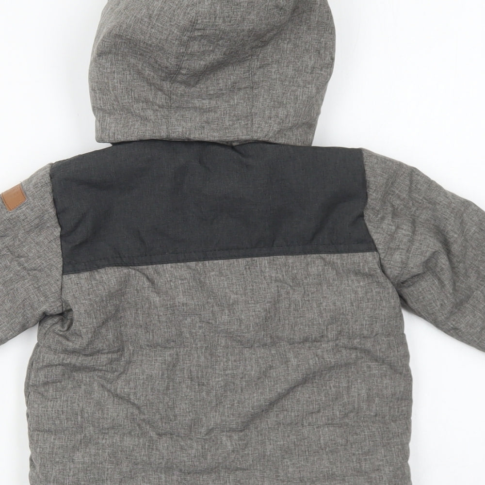 H&M Boys Grey Ombré Quilted Coat Size 9-12 Months Zip