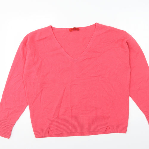 MAX&Co. Womens Pink V-Neck Acrylic Pullover Jumper Size 14