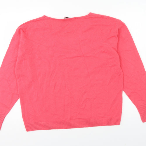 MAX&Co. Womens Pink V-Neck Acrylic Pullover Jumper Size 14