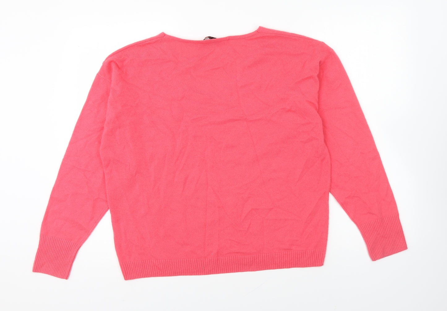 MAX&Co. Womens Pink V-Neck Acrylic Pullover Jumper Size 14