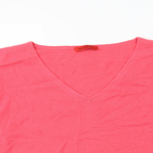 MAX&Co. Womens Pink V-Neck Acrylic Pullover Jumper Size 14