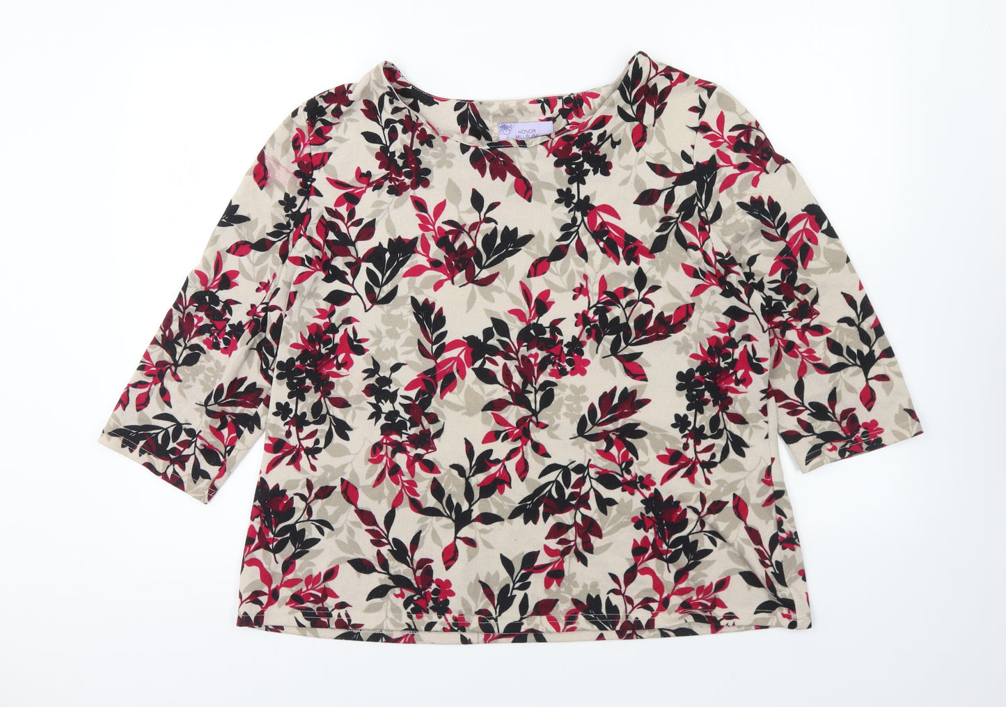 Honor Millburn Womens Multicoloured Boat Neck Floral Polyester Pullover Jumper Size 20