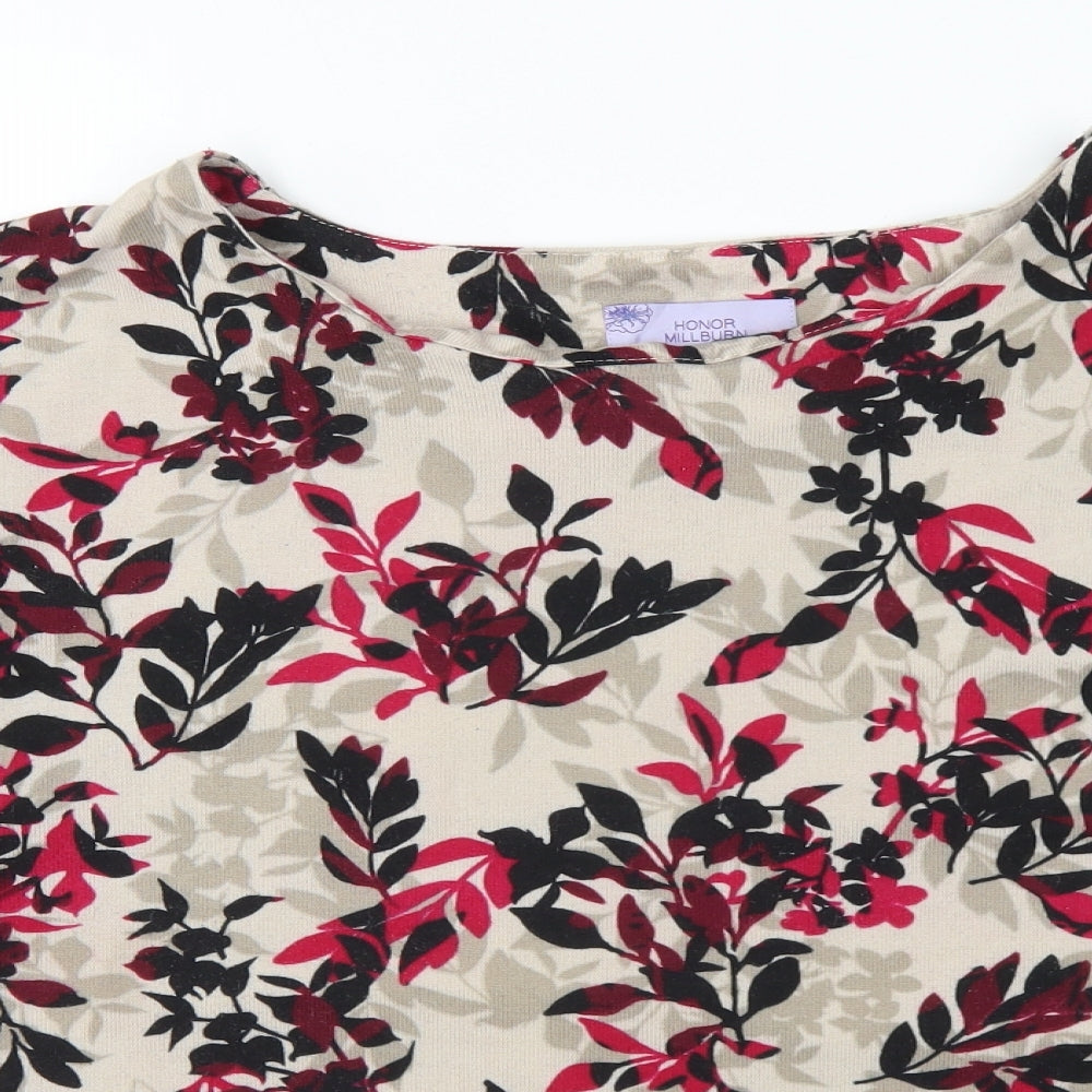 Honor Millburn Womens Multicoloured Boat Neck Floral Polyester Pullover Jumper Size 20