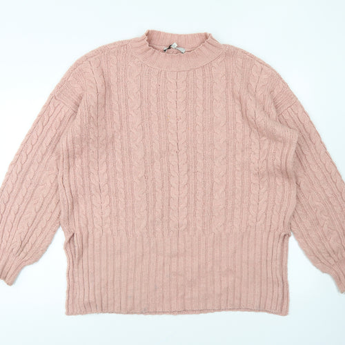 NEXT Womens Pink Mock Neck Acrylic Pullover Jumper Size M