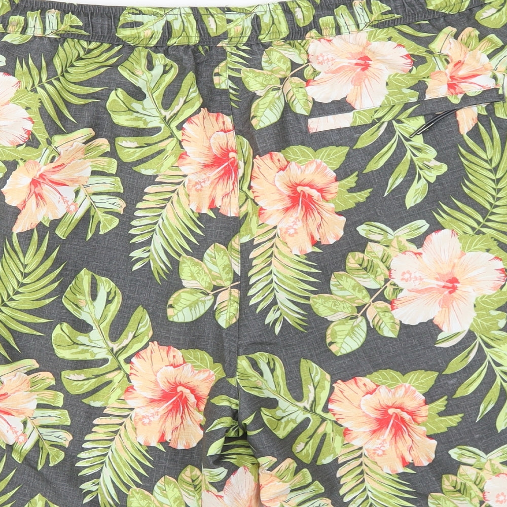 MANTARAY PRODUCTS Mens Multicoloured Floral Polyester Sweat Shorts Size XL L7 in Regular Drawstring - Swim Shorts