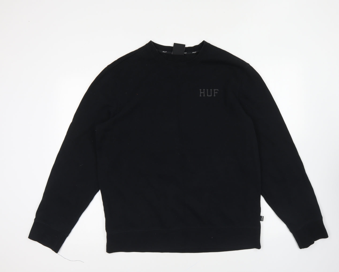 HUF Mens Black Cotton Pullover Sweatshirt Size M