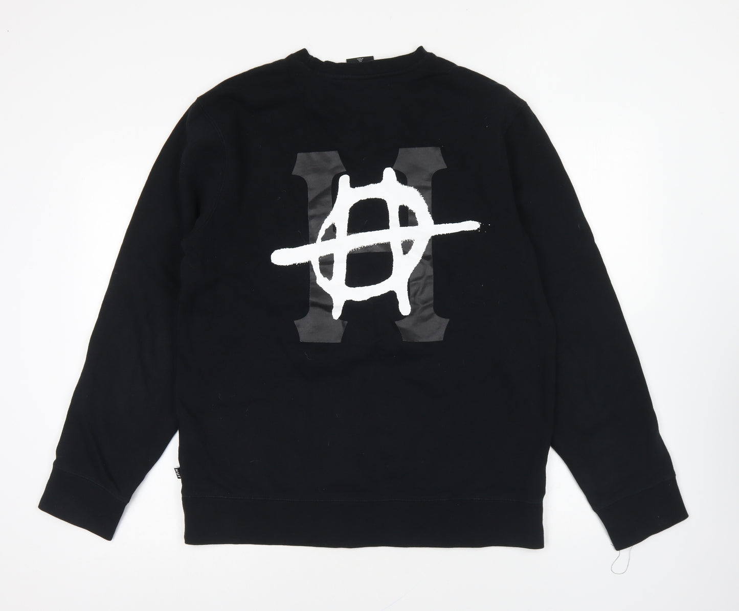 HUF Mens Black Cotton Pullover Sweatshirt Size M