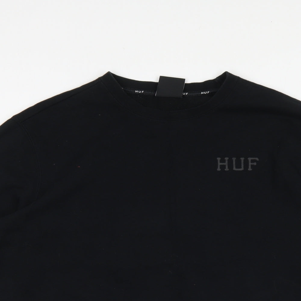 HUF Mens Black Cotton Pullover Sweatshirt Size M